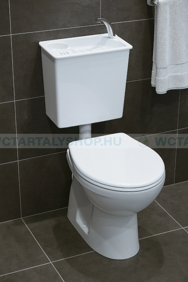 ECOSYSBOX SQUARE WC tartály kézmosóval baloldali bekötéssel (Kombi WC tartály és kézmosó) - Fehér - ABS műanyag - ECOSYSBOX Square kézmosós WC tartály